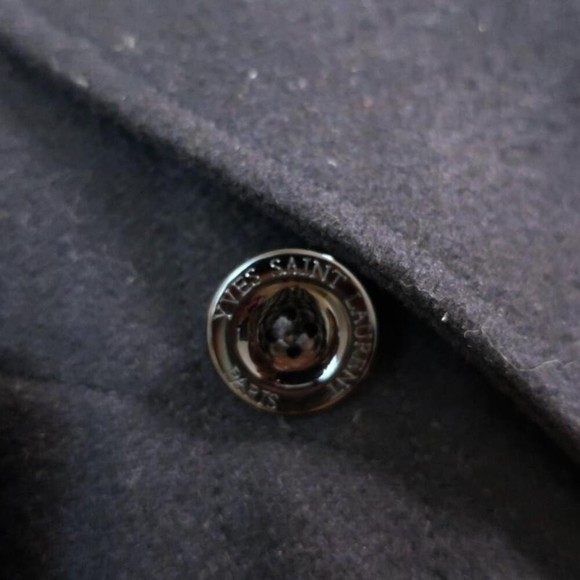 Yves Saint Laurent Peacoat Black Wool Size Medium Double Breasted Jacket - Picture 3 of 7